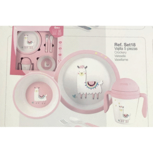 Vajilla bebé llama rosa